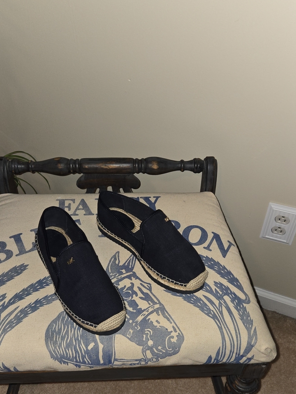 Michael Kors Navy Canvas Espadrille Slip-Ons